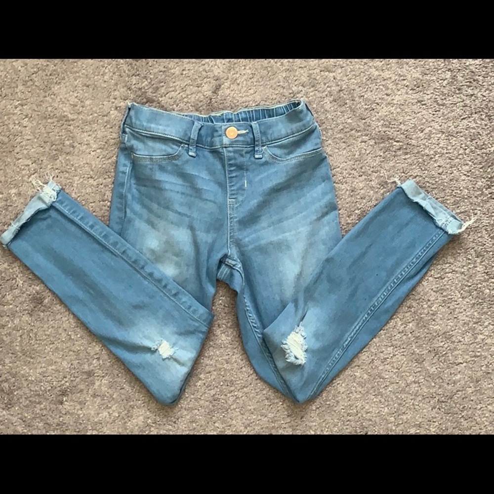 Abercrombie kids girl ripped cropped jeggings 9/10